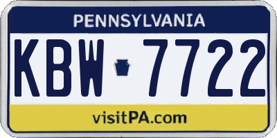 PA license plate KBW7722