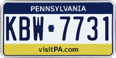 PA license plate KBW7731