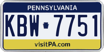 PA license plate KBW7751