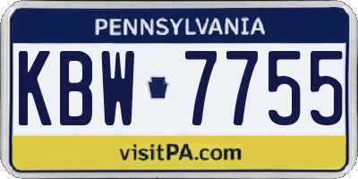 PA license plate KBW7755