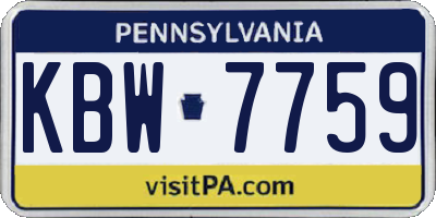 PA license plate KBW7759