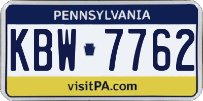PA license plate KBW7762
