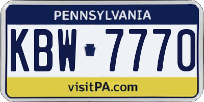 PA license plate KBW7770