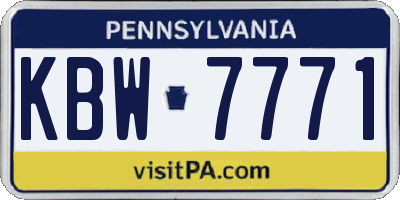 PA license plate KBW7771