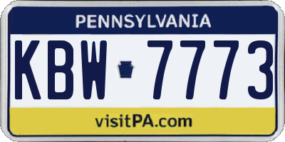 PA license plate KBW7773