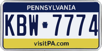 PA license plate KBW7774