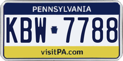 PA license plate KBW7788