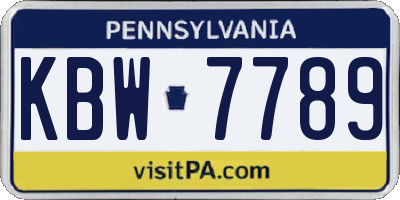 PA license plate KBW7789