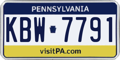PA license plate KBW7791