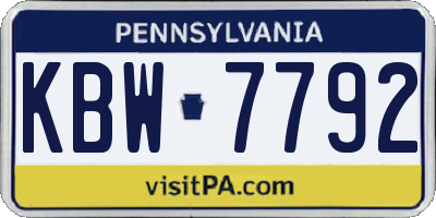 PA license plate KBW7792