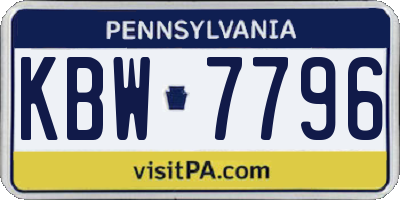 PA license plate KBW7796