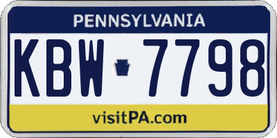 PA license plate KBW7798