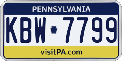 PA license plate KBW7799