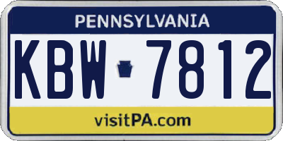 PA license plate KBW7812