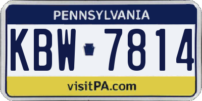 PA license plate KBW7814