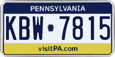 PA license plate KBW7815