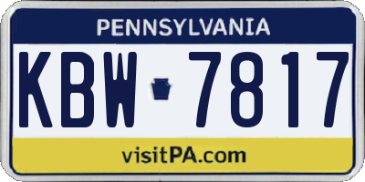 PA license plate KBW7817