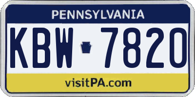 PA license plate KBW7820