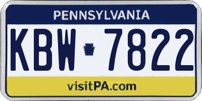 PA license plate KBW7822
