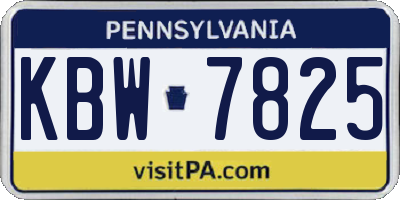 PA license plate KBW7825