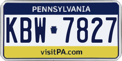 PA license plate KBW7827