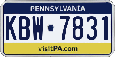 PA license plate KBW7831