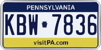 PA license plate KBW7836