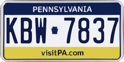 PA license plate KBW7837