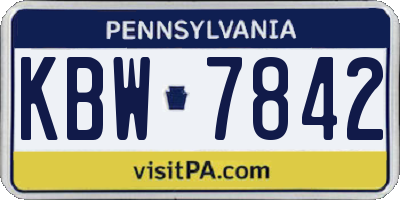 PA license plate KBW7842