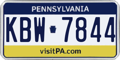 PA license plate KBW7844