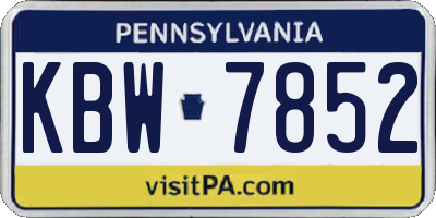 PA license plate KBW7852