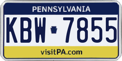 PA license plate KBW7855