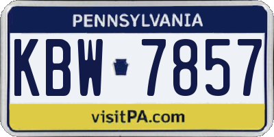 PA license plate KBW7857