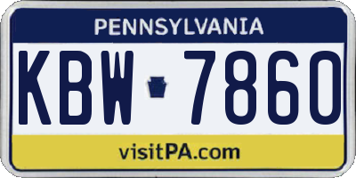 PA license plate KBW7860