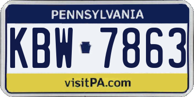PA license plate KBW7863