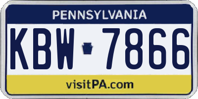 PA license plate KBW7866