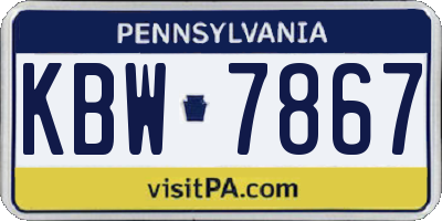 PA license plate KBW7867