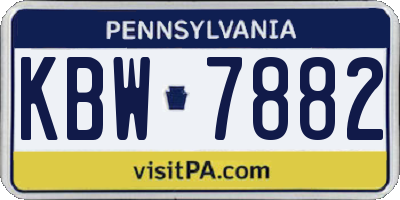 PA license plate KBW7882