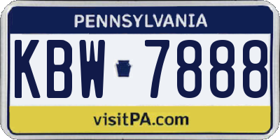 PA license plate KBW7888