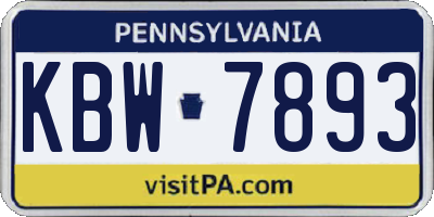 PA license plate KBW7893