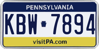 PA license plate KBW7894