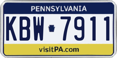 PA license plate KBW7911