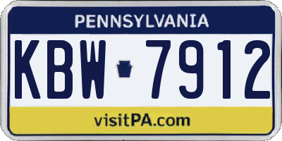 PA license plate KBW7912