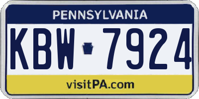 PA license plate KBW7924