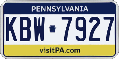PA license plate KBW7927