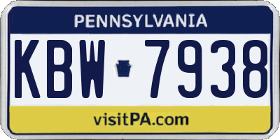 PA license plate KBW7938