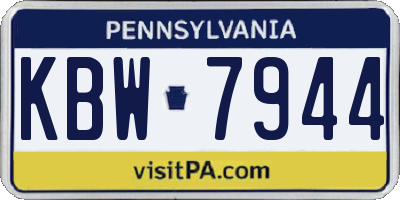 PA license plate KBW7944