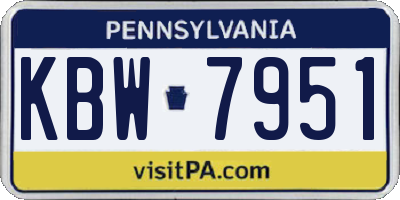 PA license plate KBW7951