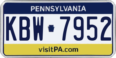 PA license plate KBW7952