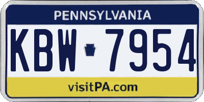 PA license plate KBW7954